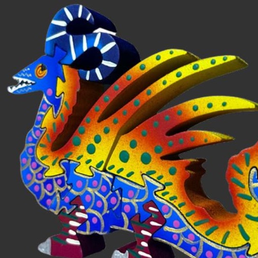 Alebrije Dragón, pieza de madera pintada a mano